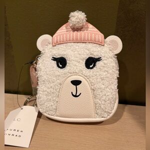 LC Lauren Conrad Pink and White Bear Bag Charm Key Chain